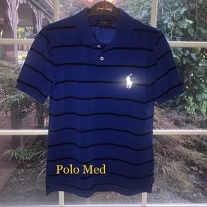 Polo Blue/Black Striped Shirt Boys Youth Med